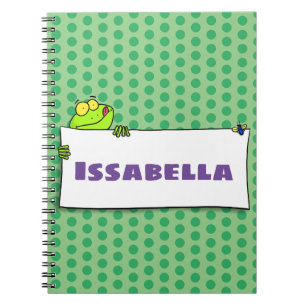 Carnet Illustration du panneau de grenouille verte mignon