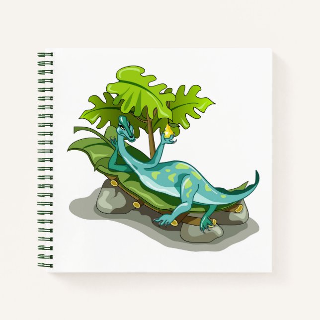 Carnet Illustration D'Un Bain De Soleil Iguanodon. (Devant)