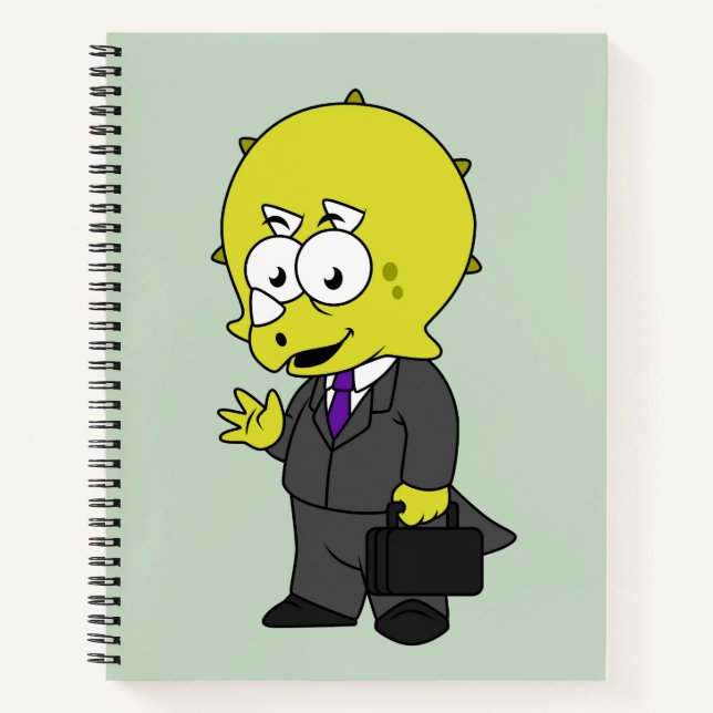 Carnet Illustration D'Un Homme D'Affaires Tricératops. (Devant)