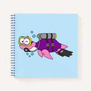 Carnet Illustration D'Un Loch Ness Monster Scuba Diver.