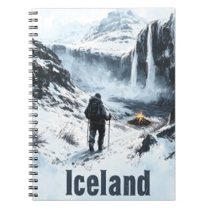 Carnet Illustration d'un paysage islandais et d'un randon