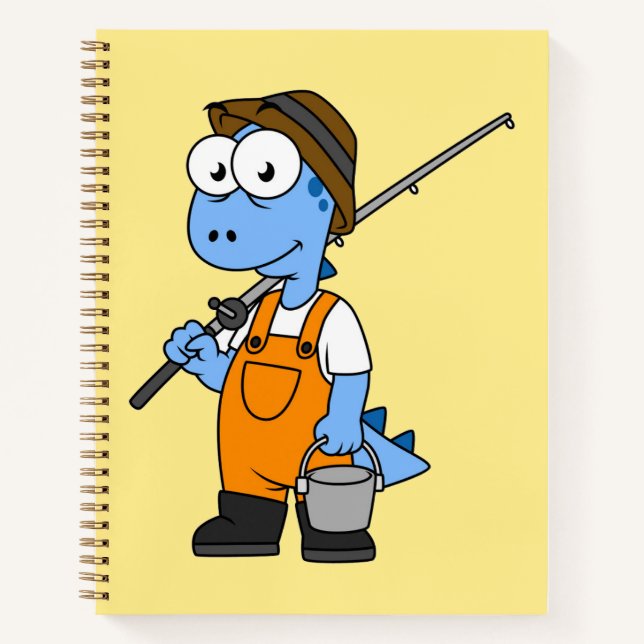Carnet Illustration D'Un Pêcheur D'Allosaurus. (Devant)