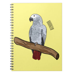 Carnet Illustration d'un perroquet gris en Afrique