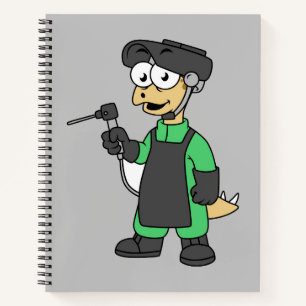 Carnet Illustration D'Un Soudeur De Stegosaurus.