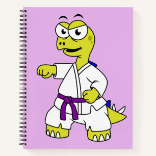 Carnet Illustration D'Un Stégosaurus Pratiquant Le Karaté