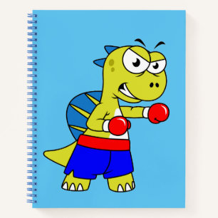 Carnet Illustration D'Une Boxe De Spinosaurus.