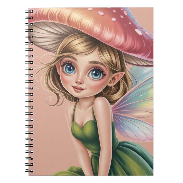 Carnet Illustration d'une fée de la forêt avec un chapeau (Devant)
