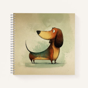 Carnet Illustration fantaisiste de teckel mignon