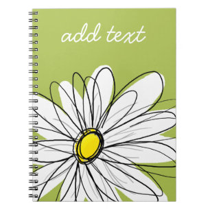 Carnet Illustration florale Daisy tendance - chaux et jau