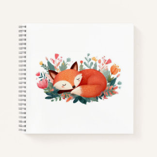 Carnet Illustration Florale Renard Endormi Mignon