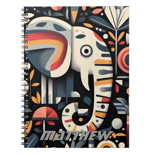 Carnet Illustration géométrique des éléphants (Devant)
