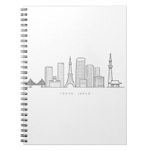 Carnet Illustration minimaliste de la skyline de Tokyo