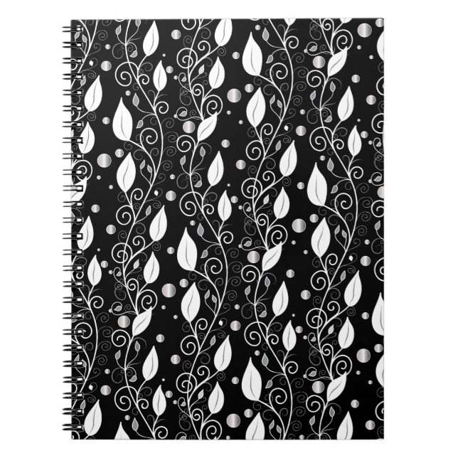 Carnet Illustration moderne abstraite d'encre noire et bl (Devant)