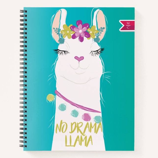 Carnet Illustration No Drama Llama Monogramme (Devant)