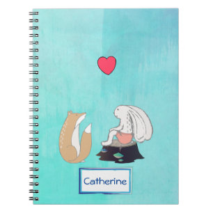 Carnet Illustration personnalisée du renard mignon et du 