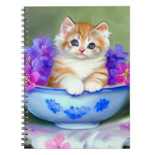 Carnet Illustration vintage de chaton orange et blanc