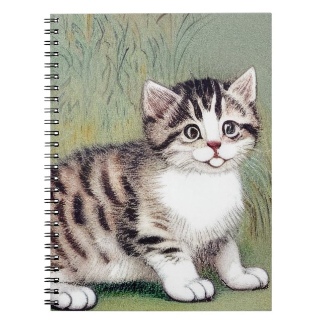 Carnet Illustration vintage de chaton rayé (Devant)
