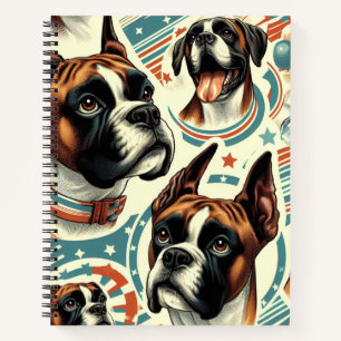 Carnet Illustration vintage de chien de boxe sans soudure