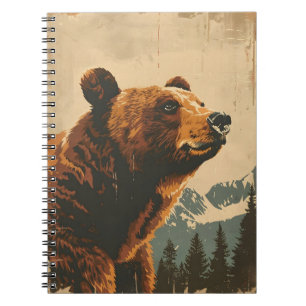 Carnet Illustration vintage du grizzli