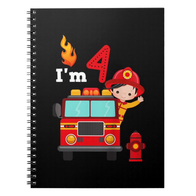 Carnet I'm 4th Birthday Boy Fire Engine Pick Toddler Fir (Devant)