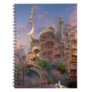 Carnet Imaginaire arabesque habitations palmiers art numé