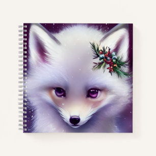 Carnet Imaginaire Blanc Renard bébé avec yeux lavande