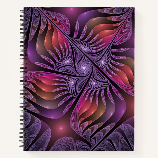 Carnet Imaginaire coloré Abstrait moderne violet fractal (Devant)