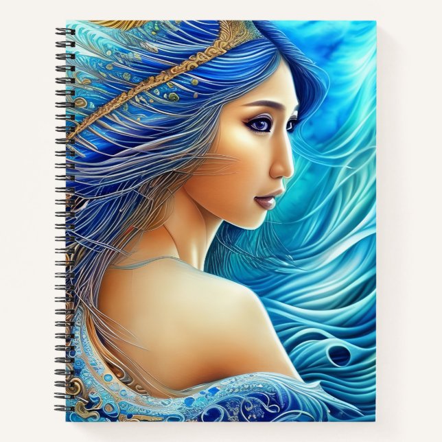 Carnet Imaginaire déesse Rayonnante Bleu Profondeurs Art  (Devant)