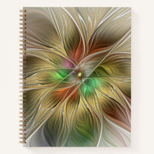 Carnet Imaginaire Floral Avec Or Moderne Abstrait Fractal