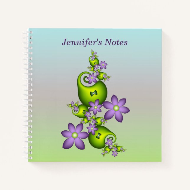 Carnet Imaginaire floral Lilac Fleurs vertes Nom fractal (Devant)