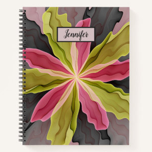 Carnet Imaginaire rose vert anthracite Fleur Nom fractal
