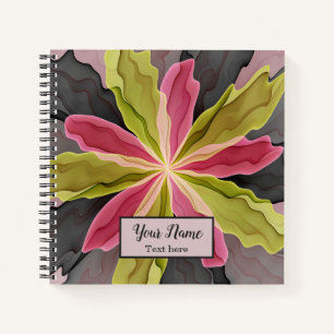 Carnet Imaginaire rose vert anthracite Fleur Nom fractal