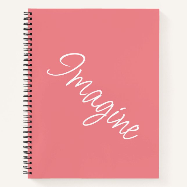 Carnet "Imaginez" Phrase Coral Arrière - plan rose (Devant)