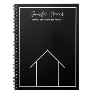Carnet Immobilier Maison Noir Blanc Personnalisé Réalisat