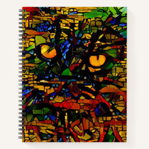 Carnet Impression d'art de chat en mosaïque colorée