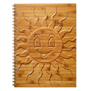 Carnet Impression De La Face Solaire Souriante En Bois