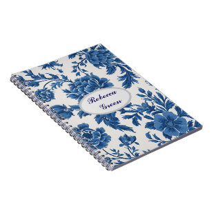 Carnet Impression florale d'inspiration victorienne bleue
