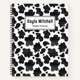 Carnet Impression personnalisée de vache noire et blanche