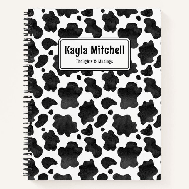 Carnet Impression personnalisée de vache noire et blanche (Devant)