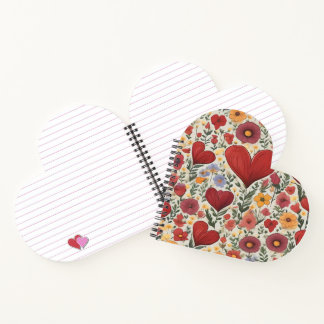 Carnet Impression rouge avec coeur