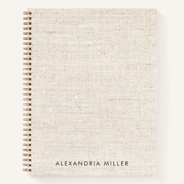 Carnet Impression sur toile minimale avec monogramme faux (Devant)