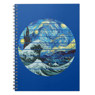 CARNET IMPRESSIONISME NUIT ÉTOILÉE VAGUE DE KANAGAWA ART