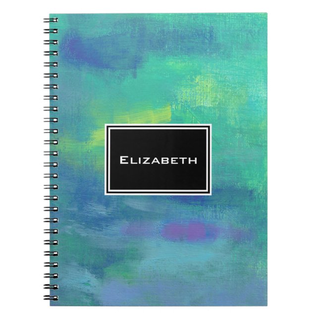 Carnet Impressionniste gai Abstrait en vert et bleu (Devant)