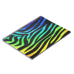 Carnet Imprimé animalier Zèbre noir et arc-en-ciel tendan