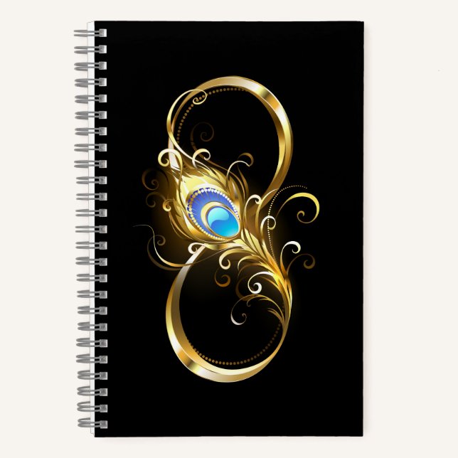 Carnet Infinité avec plume de paon doré (Recto)