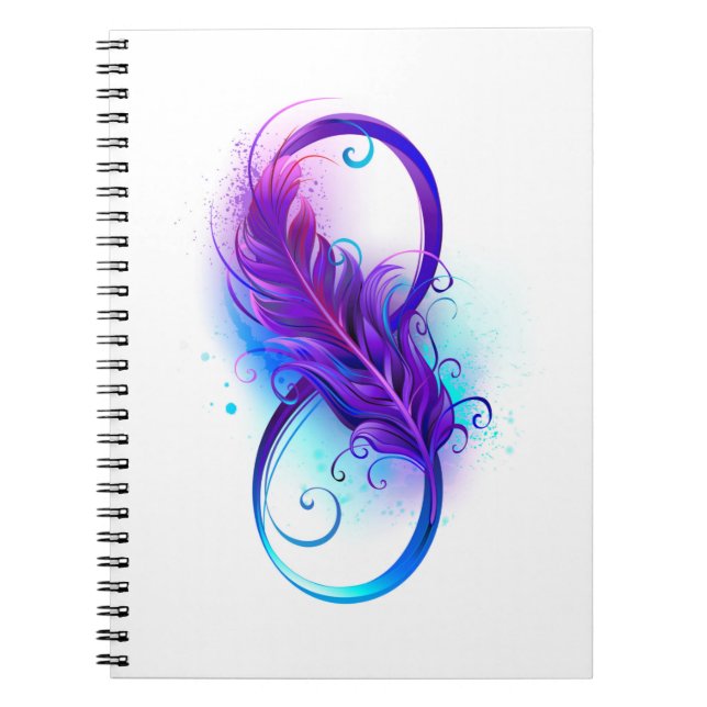 Carnet Infinity with purple feather (Devant)