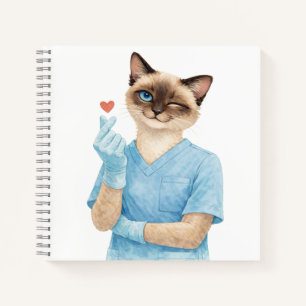 Carnet Infirmière Chat avec Mini Cœur envoyant Amour