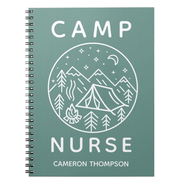 Carnet Infirmière de camp d'été personnalisée en vert (Devant)