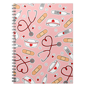 Carnet Infirmière Love Imprimer Arrière - plan rose