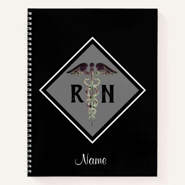 Carnet Infirmière Médicale Noir Blanc Personnalisé (Devant)